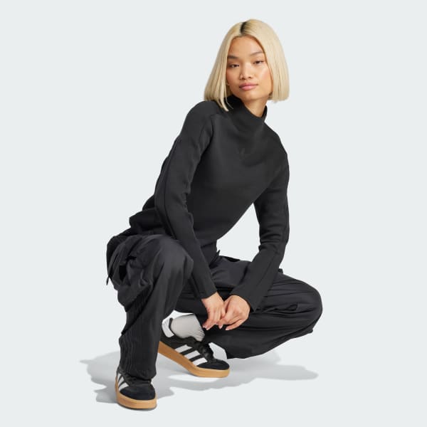 Μαύρο Structured Interlock Long Sleeve Top