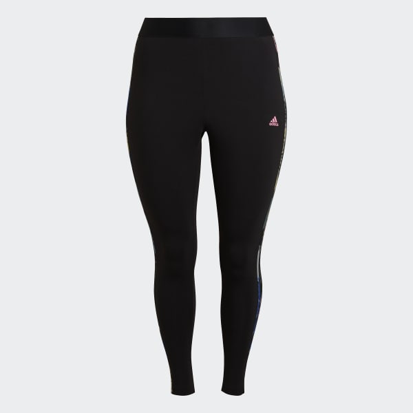 Black Essentials 3-Stripes Leggings (Plus Size) JDW82