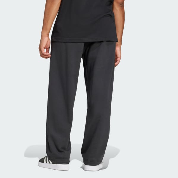 Schwarz Essentials Wide Leg 3 Bar Logo Hose