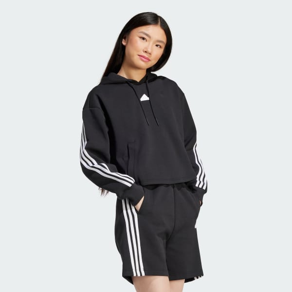 Áo hoodie 3 sọc biểu tượng tương lai màu đen