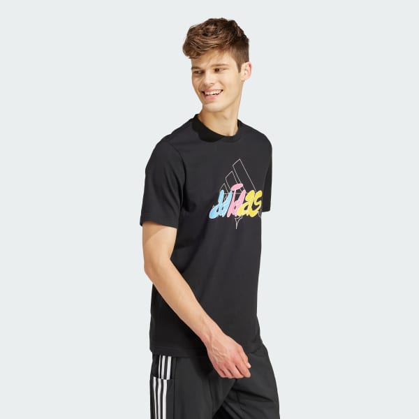 Black Illustrated Badge Graphic Tee