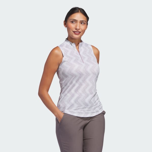 Groen Ultimate365 Ottoman Printed Mouwloos Poloshirt