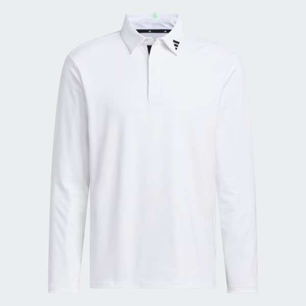 White Jacquard Polo Long Sleeve