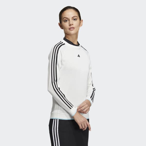 White 3-Stripes Long Sleeve Pullover Sweater