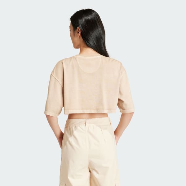 Beige Essentials+ Cropped Tee