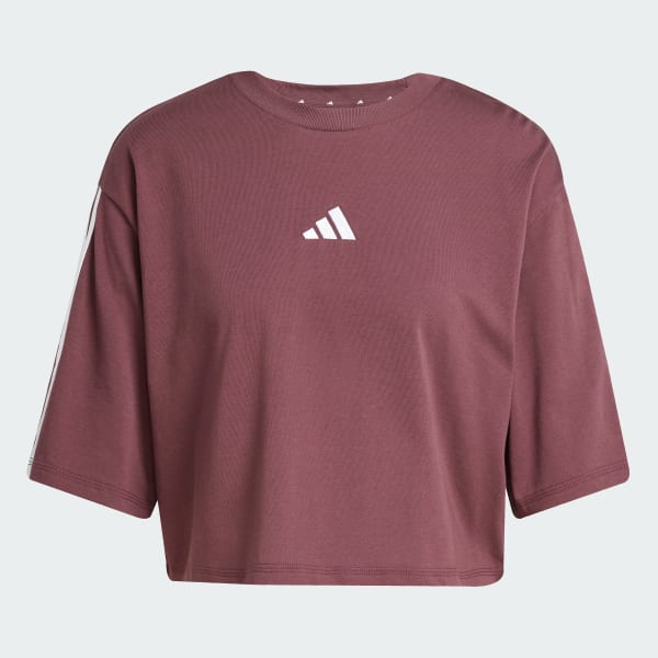 Granate Playera holgada de algodón Essentials 3 Franjas