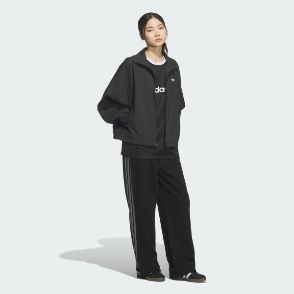 Black 3-스트라이프 ZIP 트랙 탑