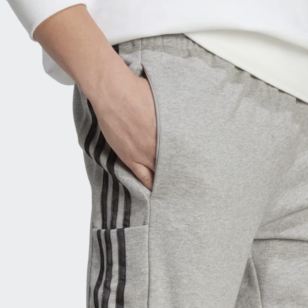 adidas Essentials French Terry Tapered Elastic Cuff 3-Stripes Pants - Grey  | adidas Canada