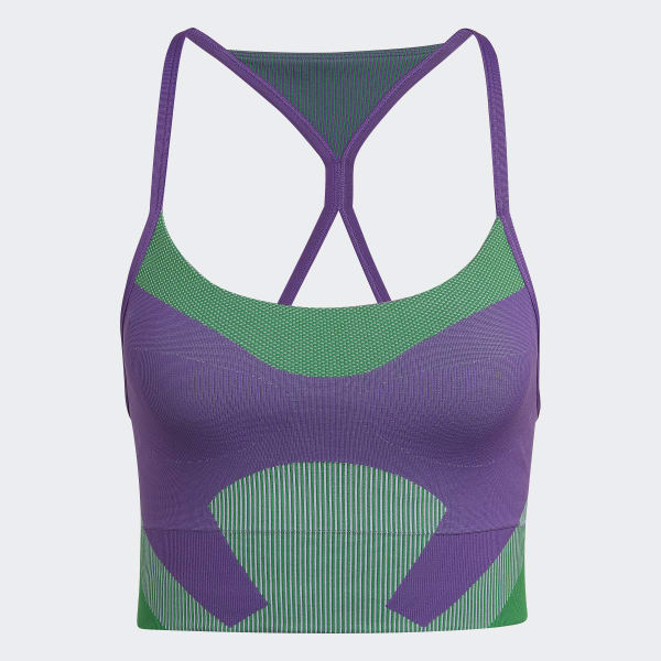 fialová Športová podprsenka adidas by Stella McCartney TrueStrength Yoga Knit Light-Support