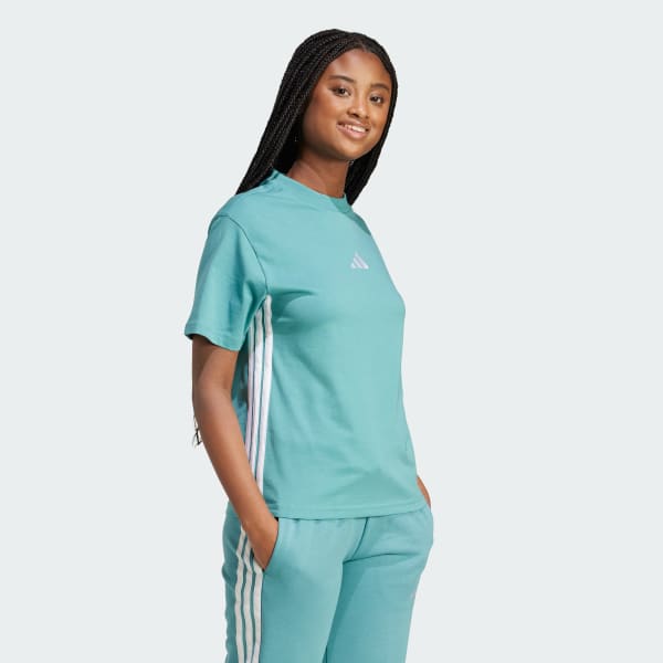 Turquoise T-shirt coton 3 bandes Essentials