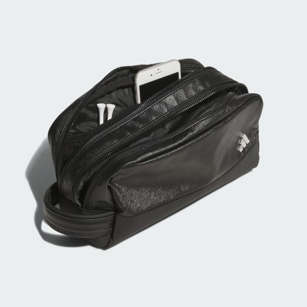 Black Unisex PU Leather 2 지퍼 파우치