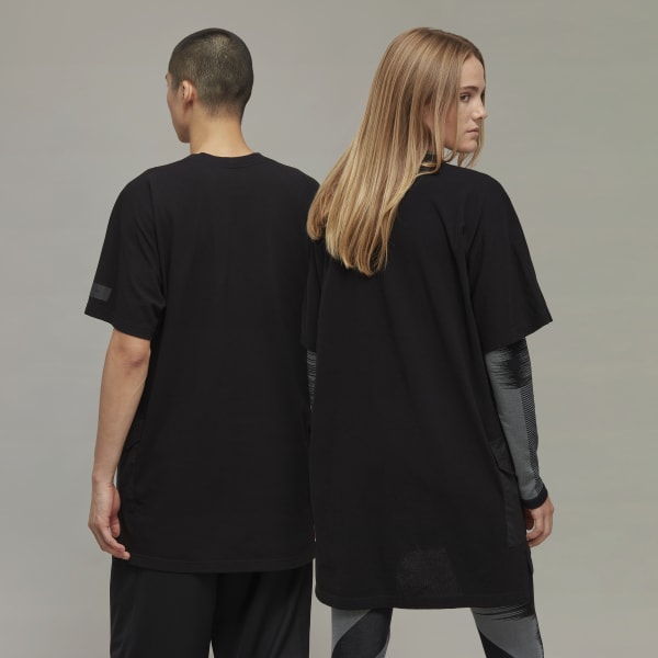 Noir T-shirt à manches courtes en jersey avec poches en crêpe Y-3