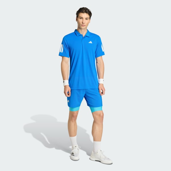 Azul Playera Polo Club de Tenis 3 Franjas