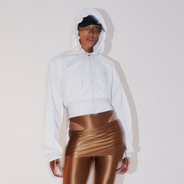 Bialy Bluza z kapturem adidas by Stella McCartney Sportswear Cropped