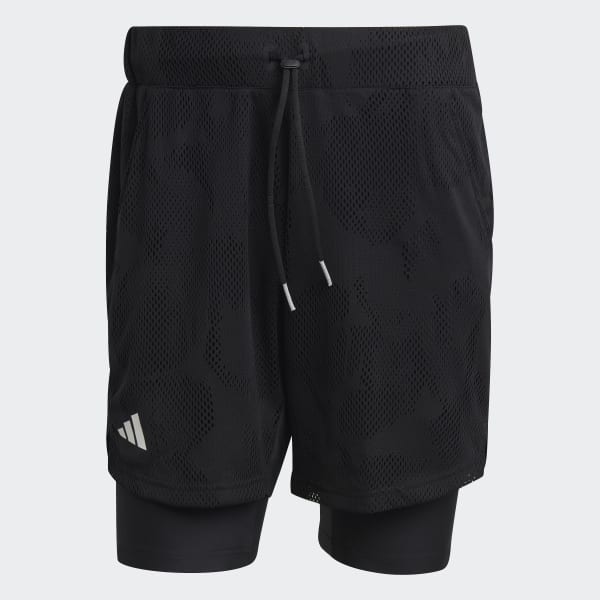 Black Melbourne Tennis Two-in-One 7-inch Shorts