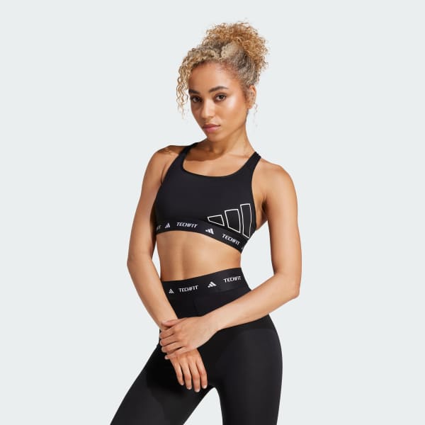 Black TECHFIT Medium-Support Graphic Bra