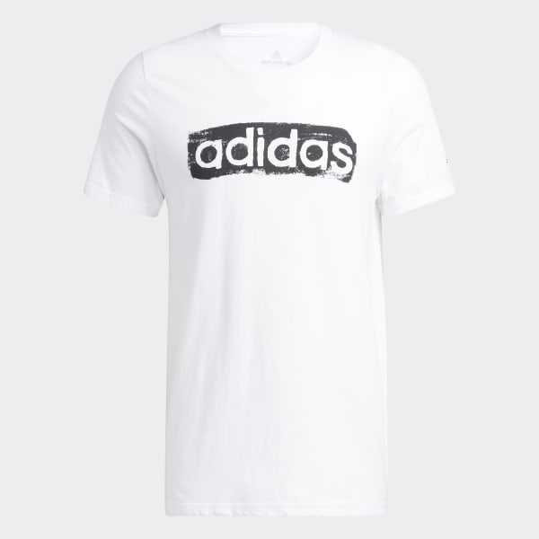 Branco Camiseta Estampada Brushstroke Linear N3974