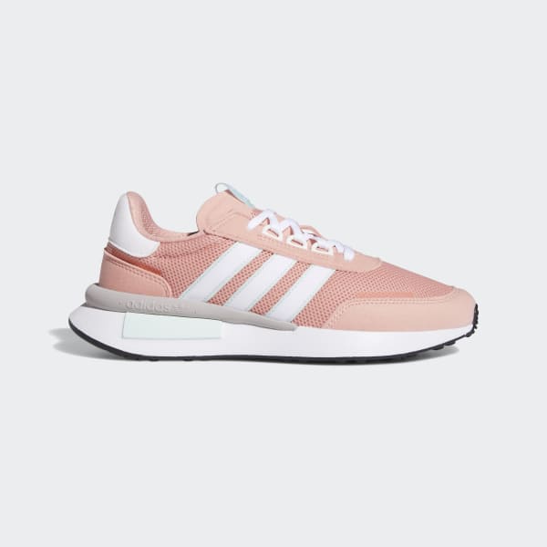 white adidas with pink back