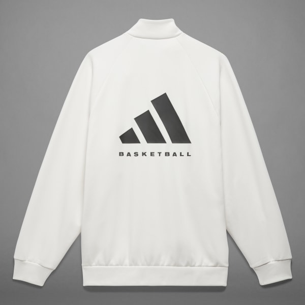 adidas Basketball Track Jacket - White, Unisex Basketball