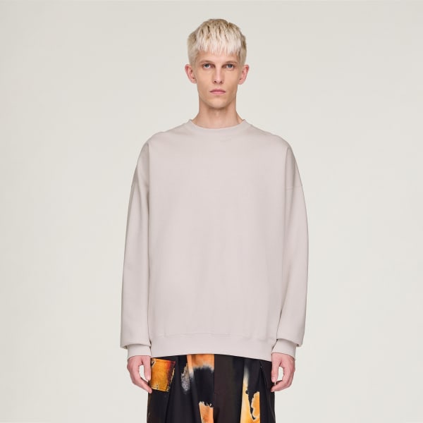 【Y-3】Men's Square Logo White Sweatshirt Y3 Reflective Square Logo Graphic Sweatshirt In White - 52