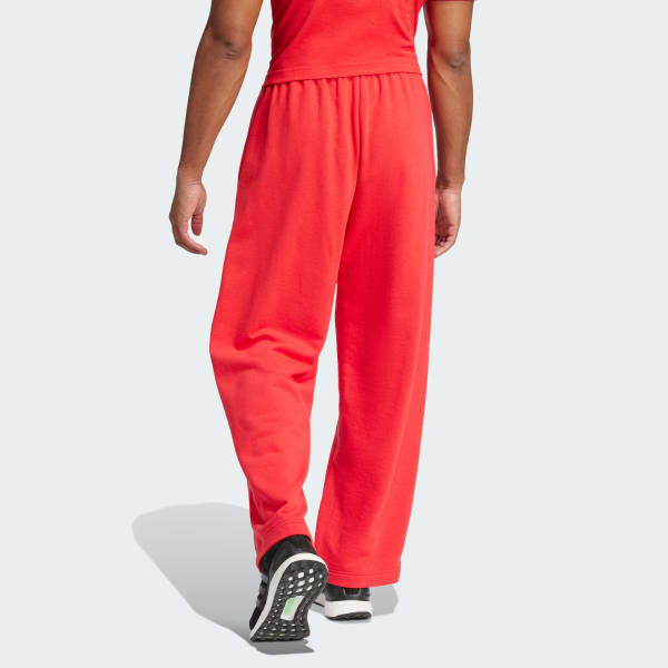 Red Essentials Wide Leg 3 Bar Logo Pants