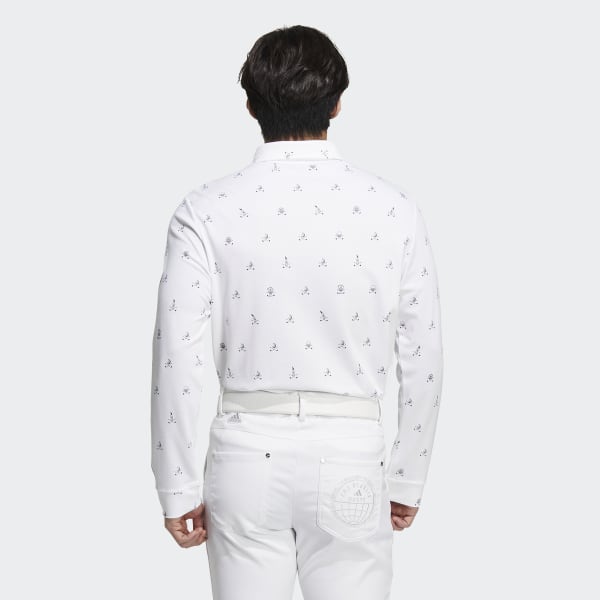White AEROREADY Play Green Monogram Long Sleeve Polo Shirt UB577