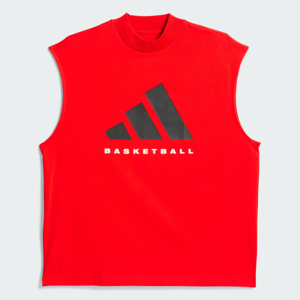 สีแดง เสื้อยืดแขนกุด adidas Basketball