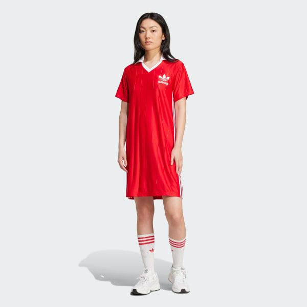 Red Adicolor 3-Stripes Pinstripe Dress