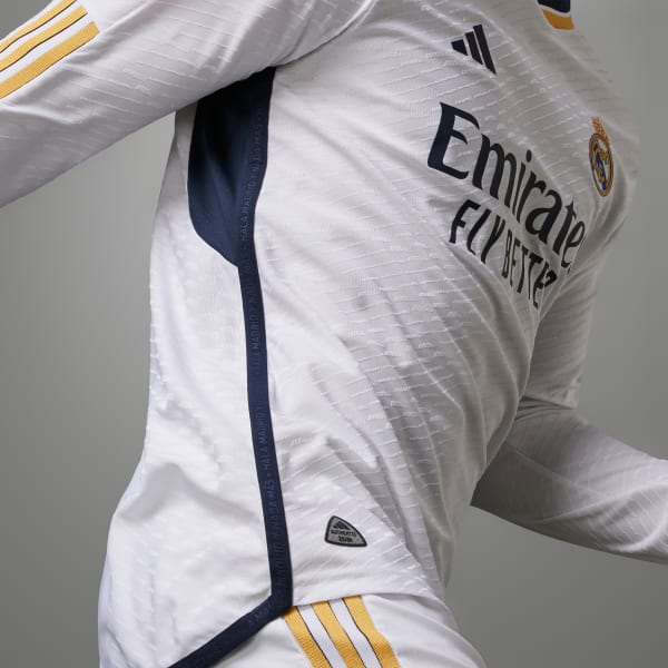Adidas Real Madrid Long Sleeve Nacho Home Jersey w/ Champions League + Club World Cup Patches 23/24 (White) Size XL