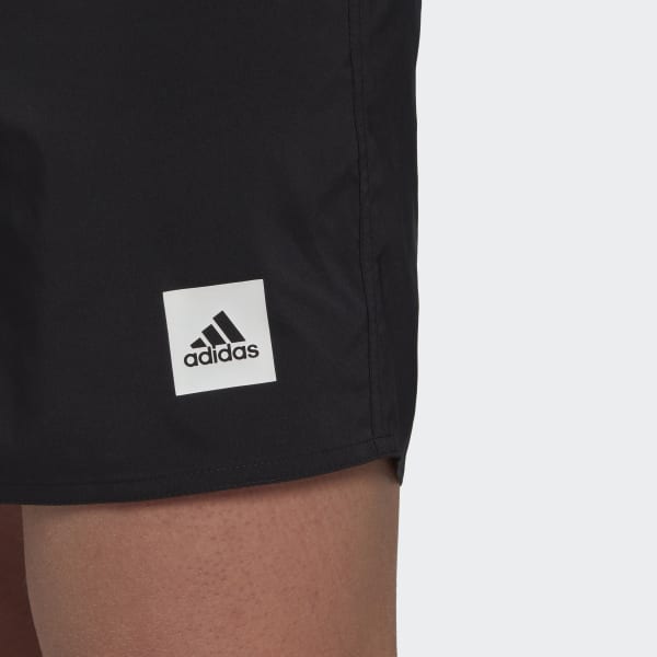 Svart Short Length Solid Swim Shorts
