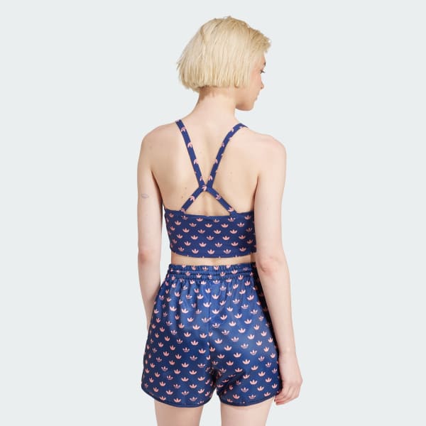 Azul Top Cropped Monogram Três Listras