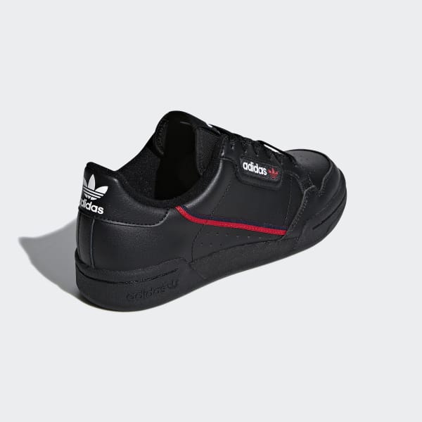 adidas black & red continental 80 trainers