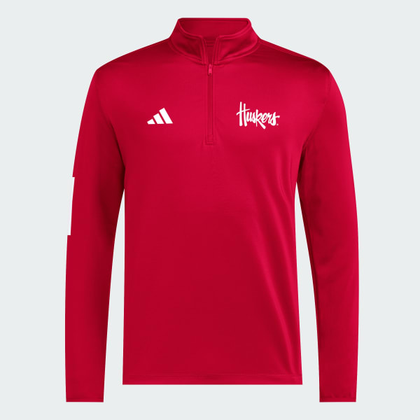 adidas Nebraska Cornhuskers Coaches Script 1/2 Zip - Black | Free