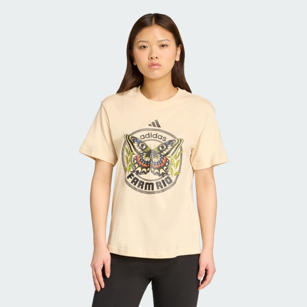 Beige adidas X FARM Graphic T-skjorte