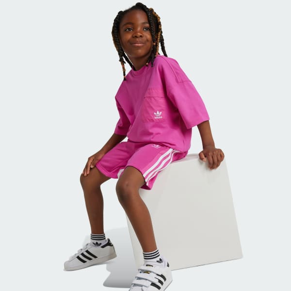 Pink Adicolor Shorts Tee Set Kids