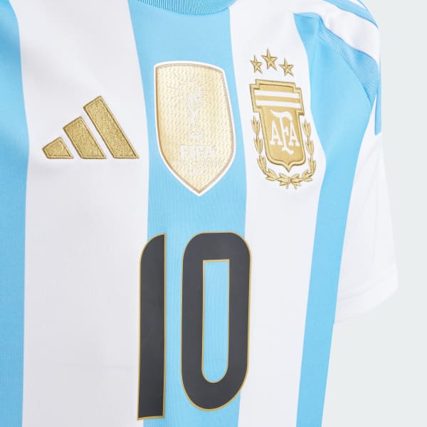 Blanco Jersey Local Argentina 24 Messi Niños