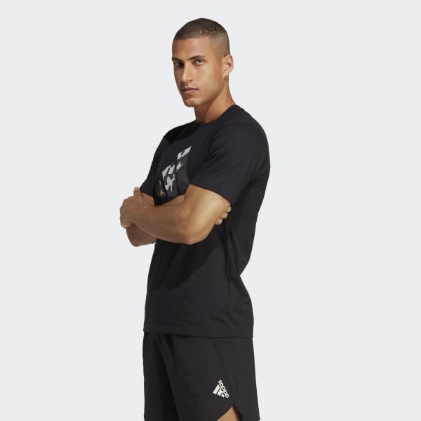 adidas Train Essentials Seasonal Brand Love Camo Tee - Black