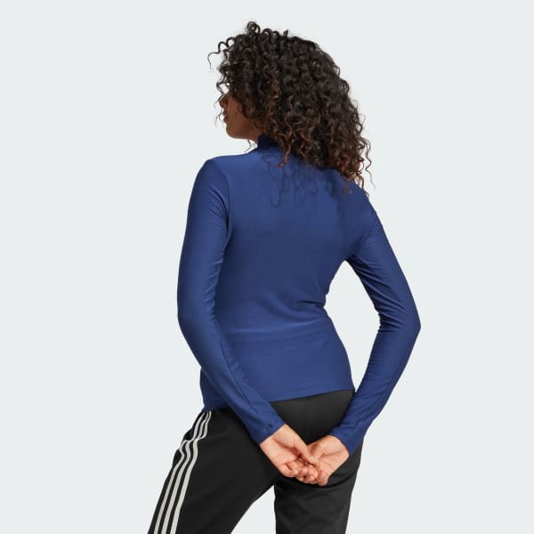 Azul Playera 70s Manga Larga 3 Franjas