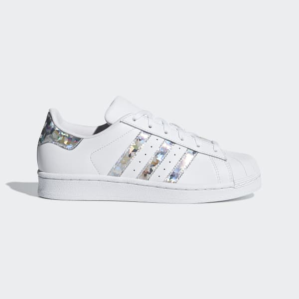 Kids Superstar White \u0026 Silver Iridescent Shoes | adidas US