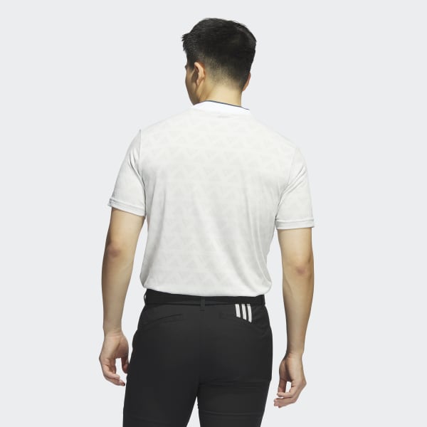Grey Adi Jacquard Mock Golf Polo Shirt