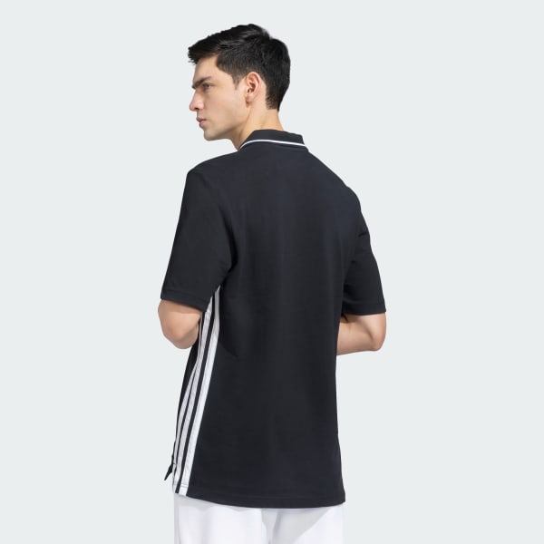 Black 3 Stripes Pique Polo Shirt