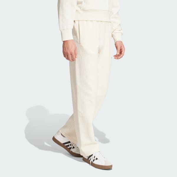 White ALL SZN Waffle Knit Open Hem Pants