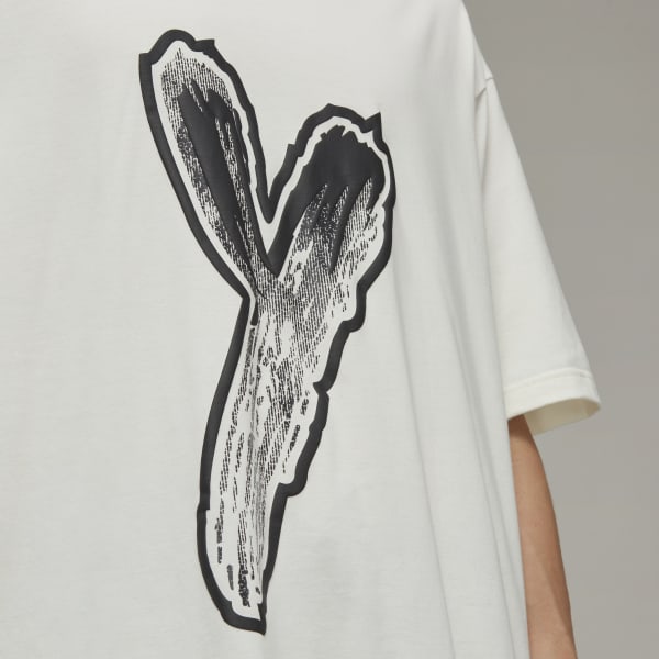 Weiss Y-3 Graphic Logo T-Shirt