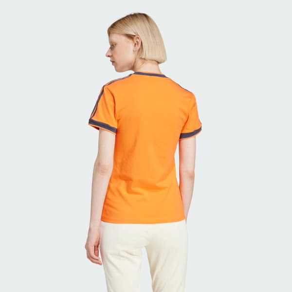 Orange Linear Logo 3-Stripes Tee