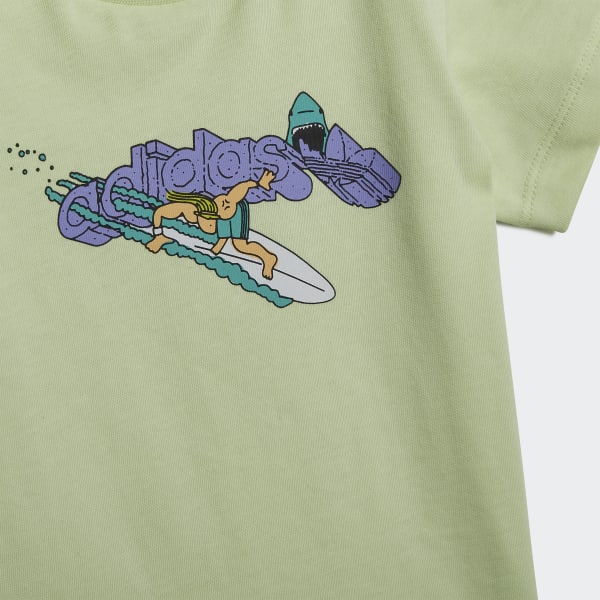 Vert T-shirt de plage graphique Stoked