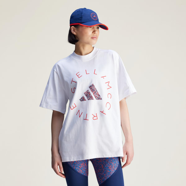 bílá Tričko adidas by Stella McCartney Loose Graphic