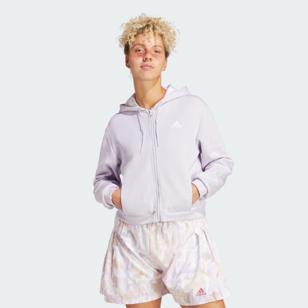 Violeta Buzo con Capucha Estampado Cierre Frontal