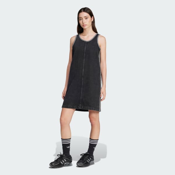 Hitam Tank Dress Adicolor Denim 3-Stripes