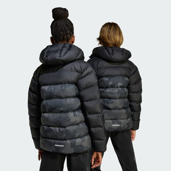 Svart Synthetic Down Allover-Print Jacka Barn