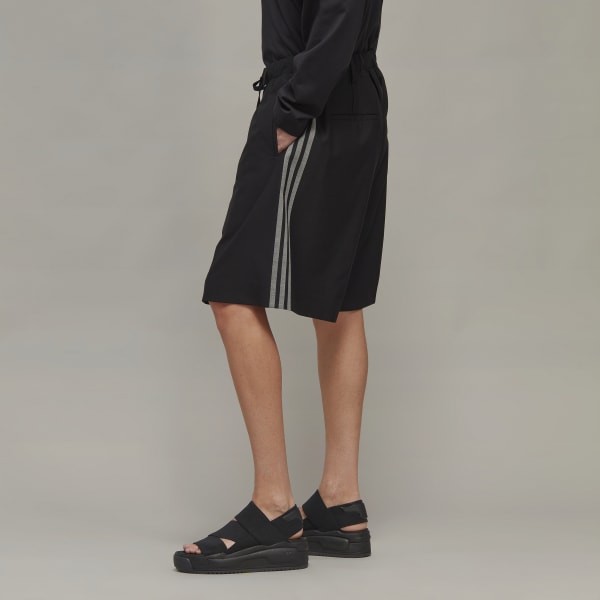 Black Y-3 3-Stripes Refined Wool Tailored Shorts